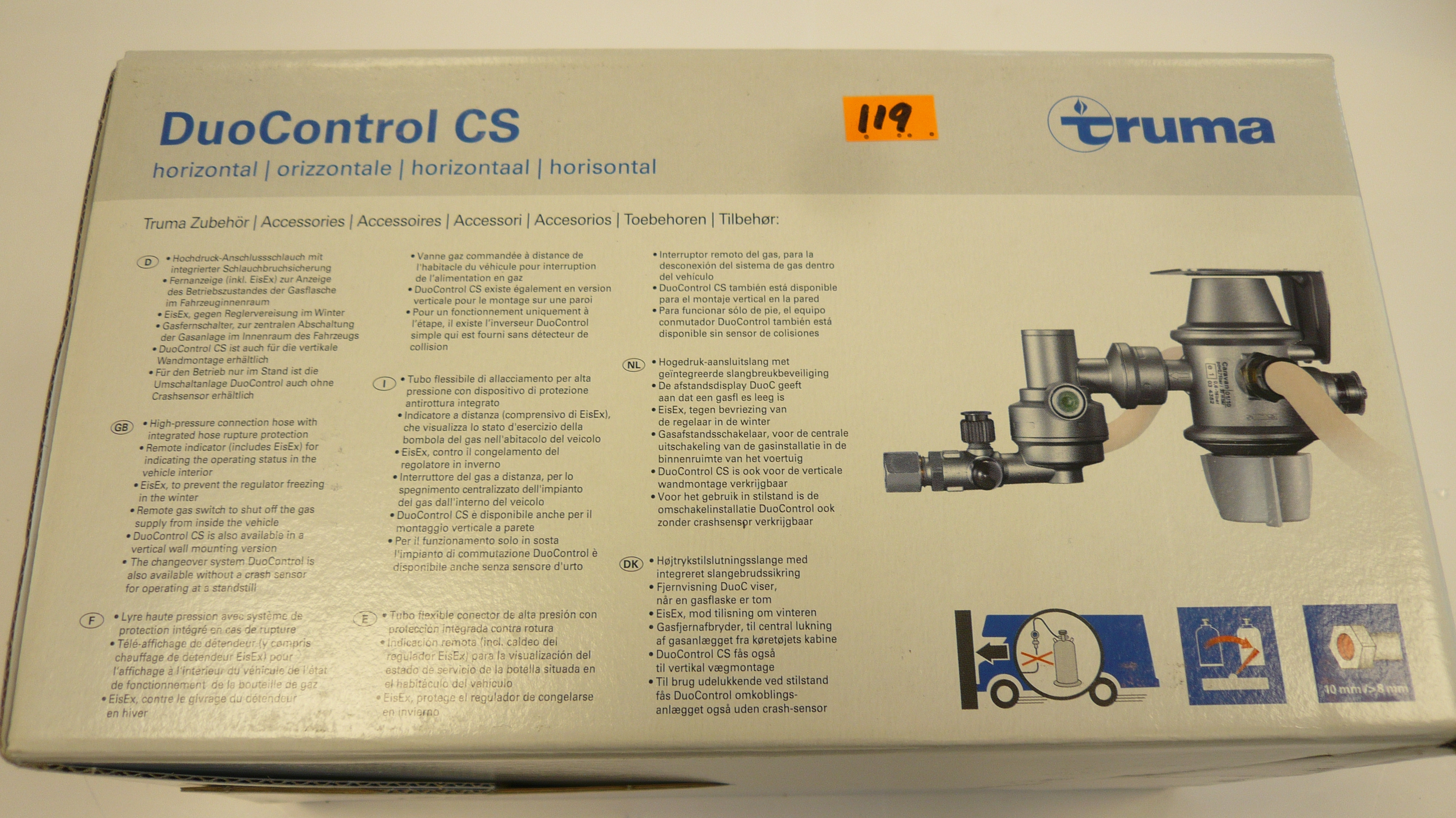 Truma Gas regulator Duo control cs Horizontal